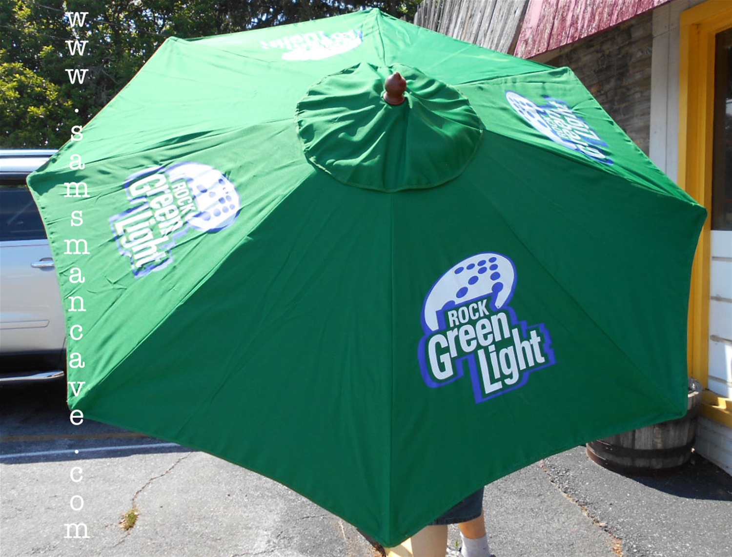 Rock Green Light 7' Wood Market Umbrella