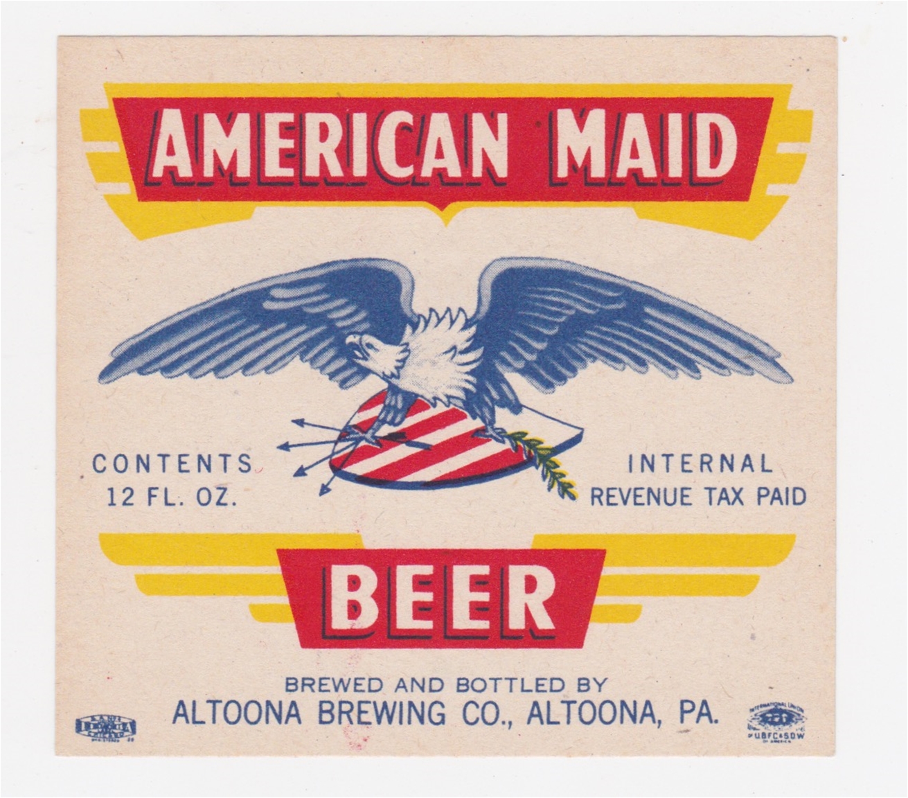 American Maid IRTP Beer Label