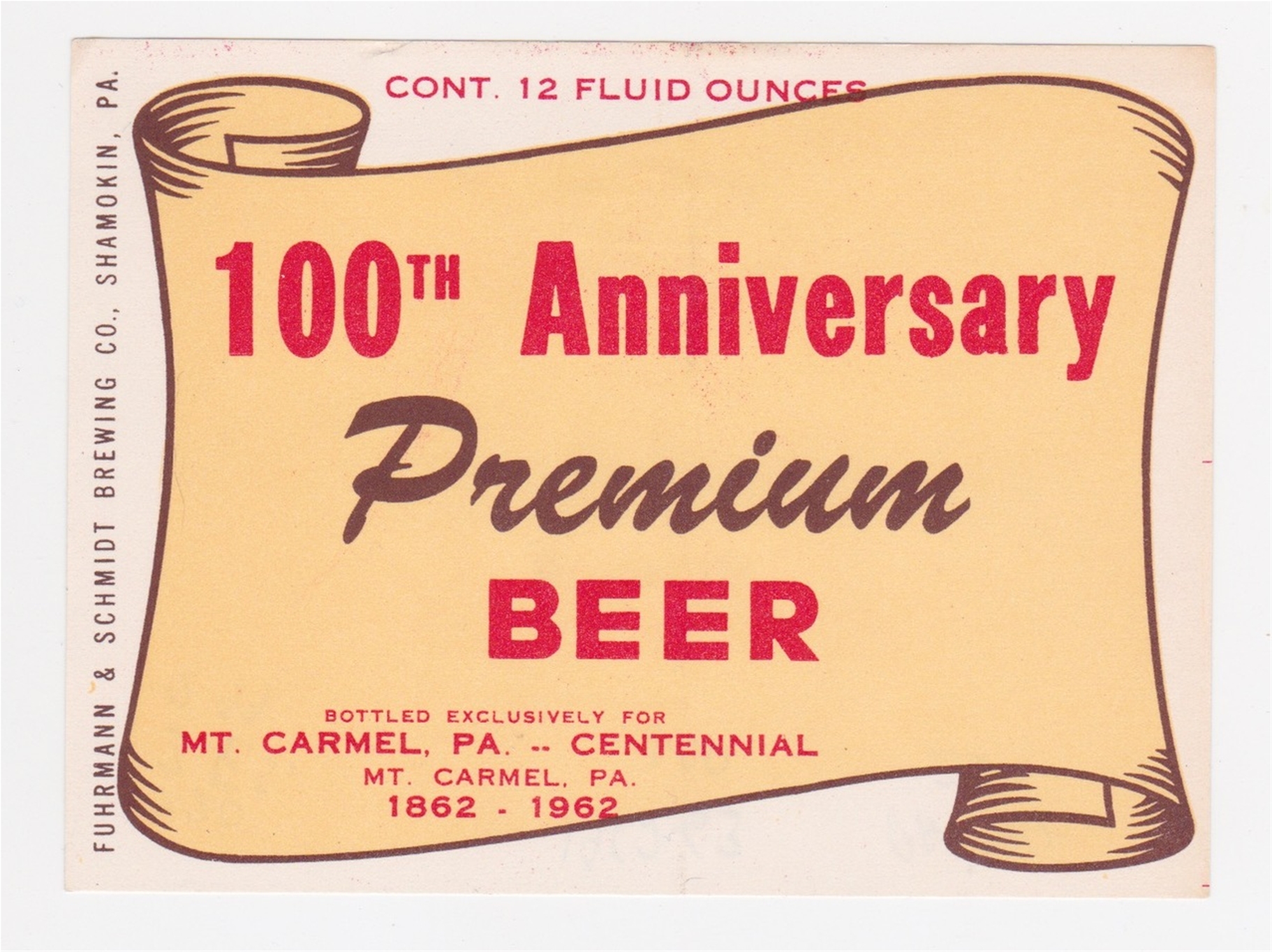 100th Anniversary Premium Beer Label