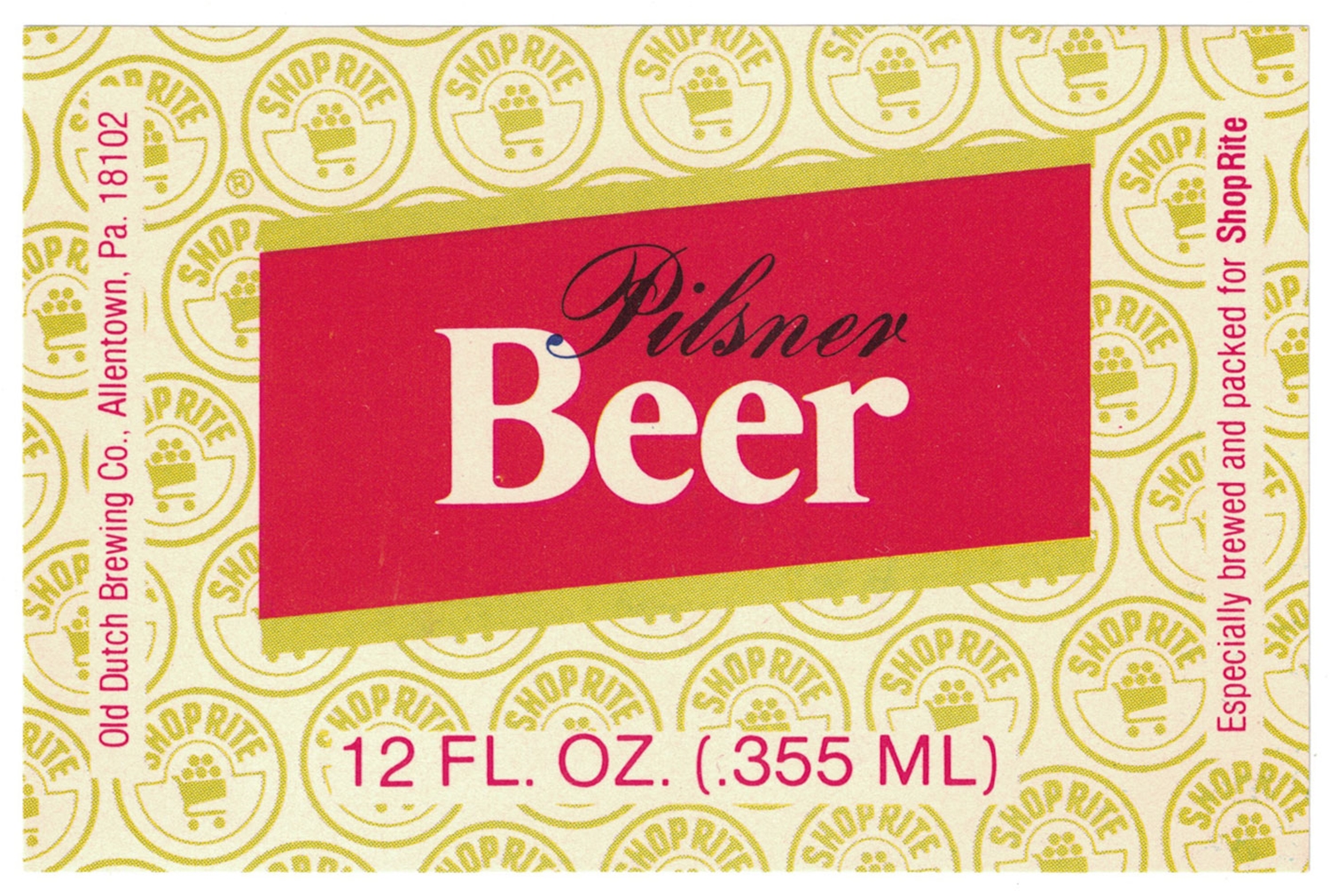 Shop-Rite Pilsner Beer Label