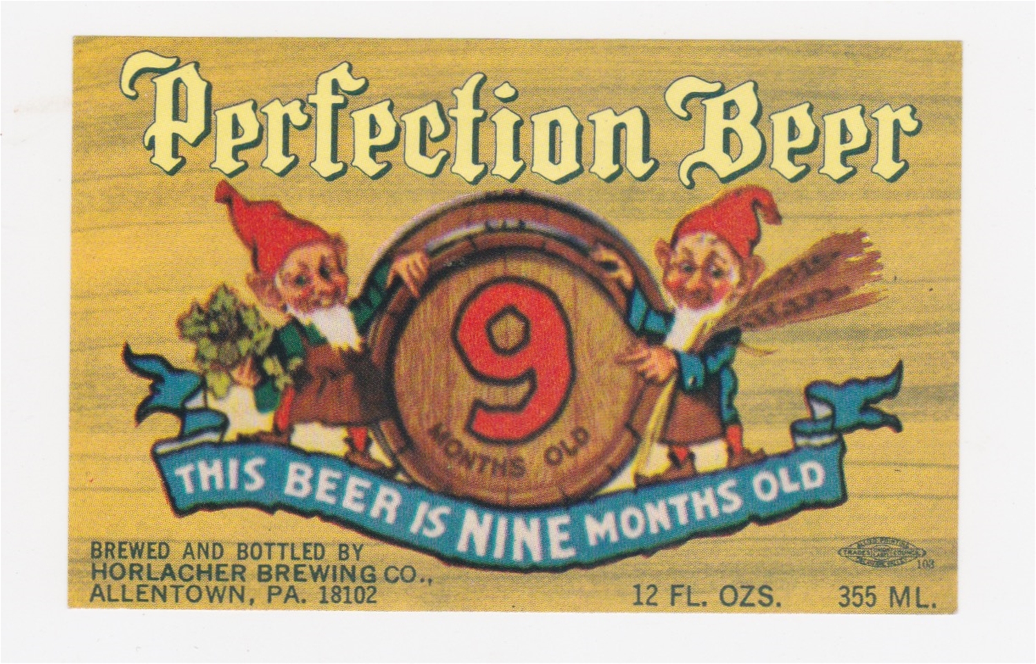 Perfection Beer 9 Months Old Beer Label