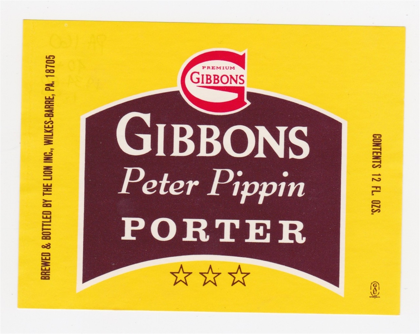 Gibbons Peter Pippin Porter Beer Label