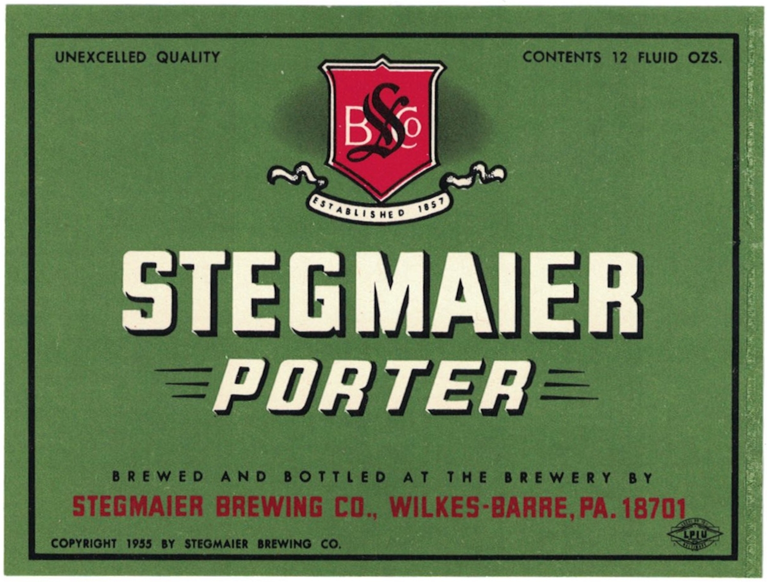 Stegmaier Porter Beer Label