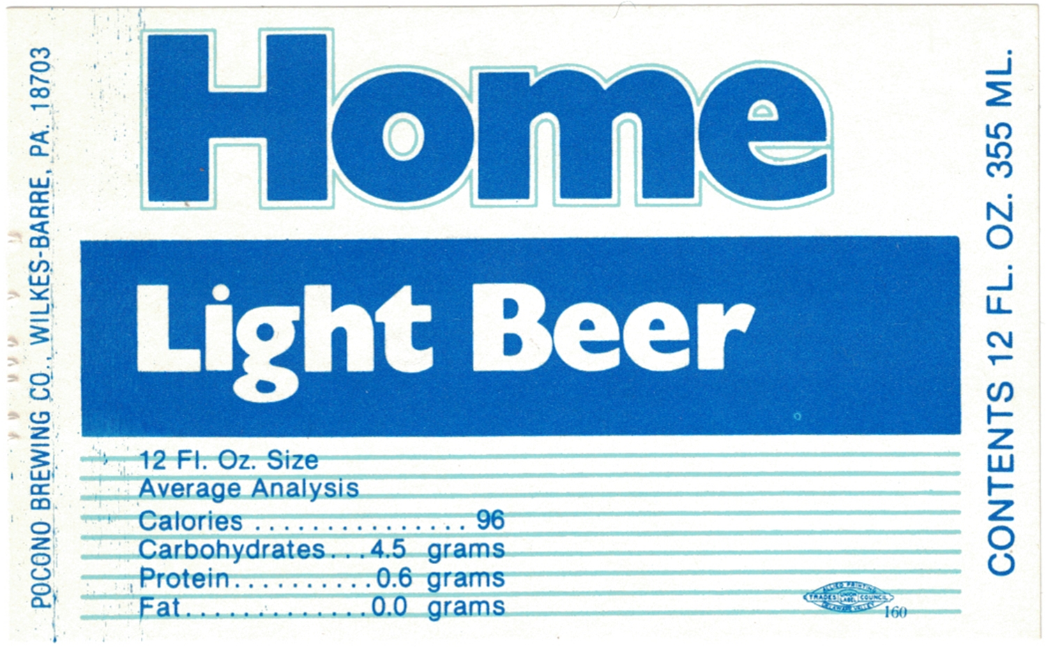 Home Light Beer Label