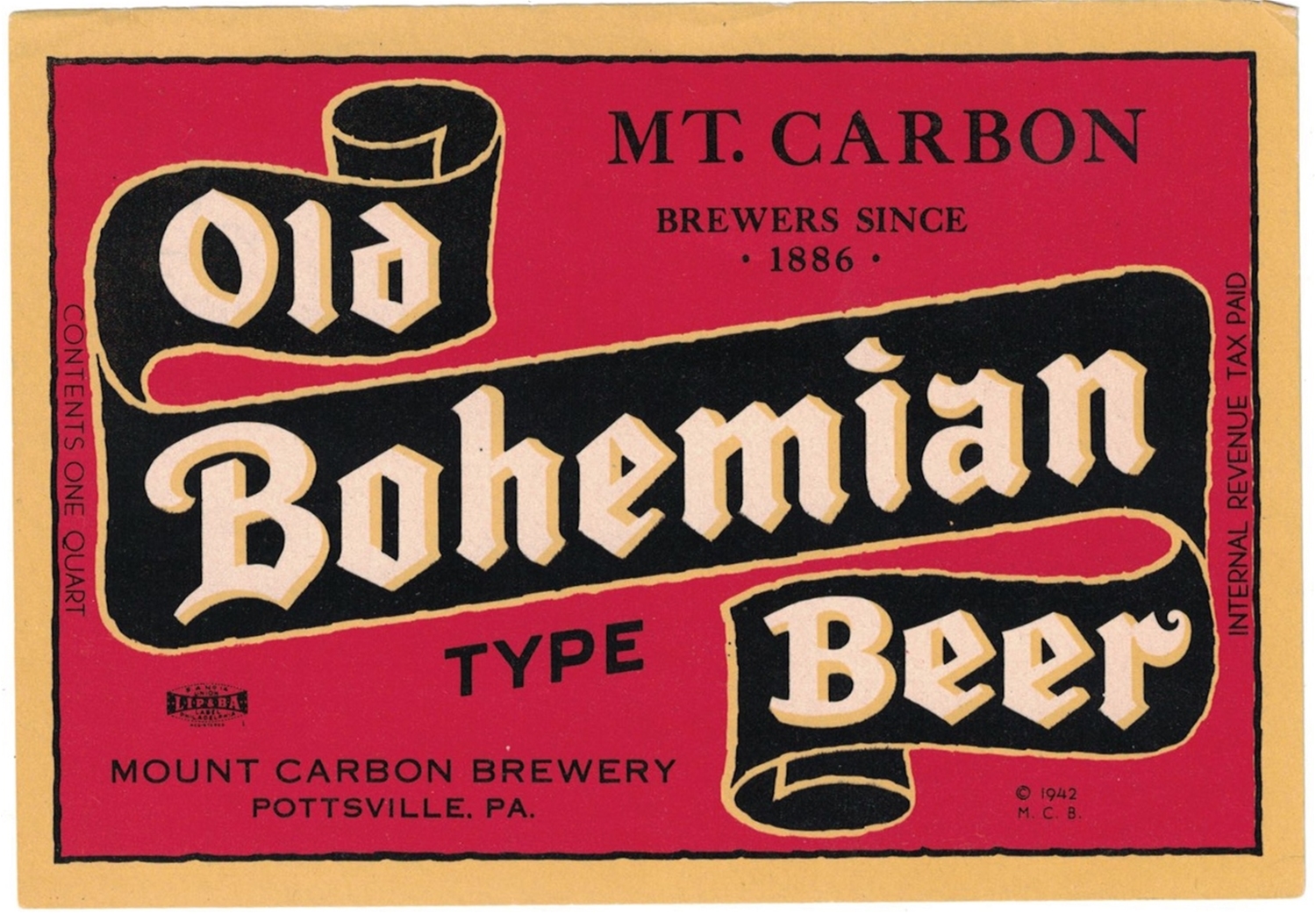 Old Bohemian Beer IRTP Label