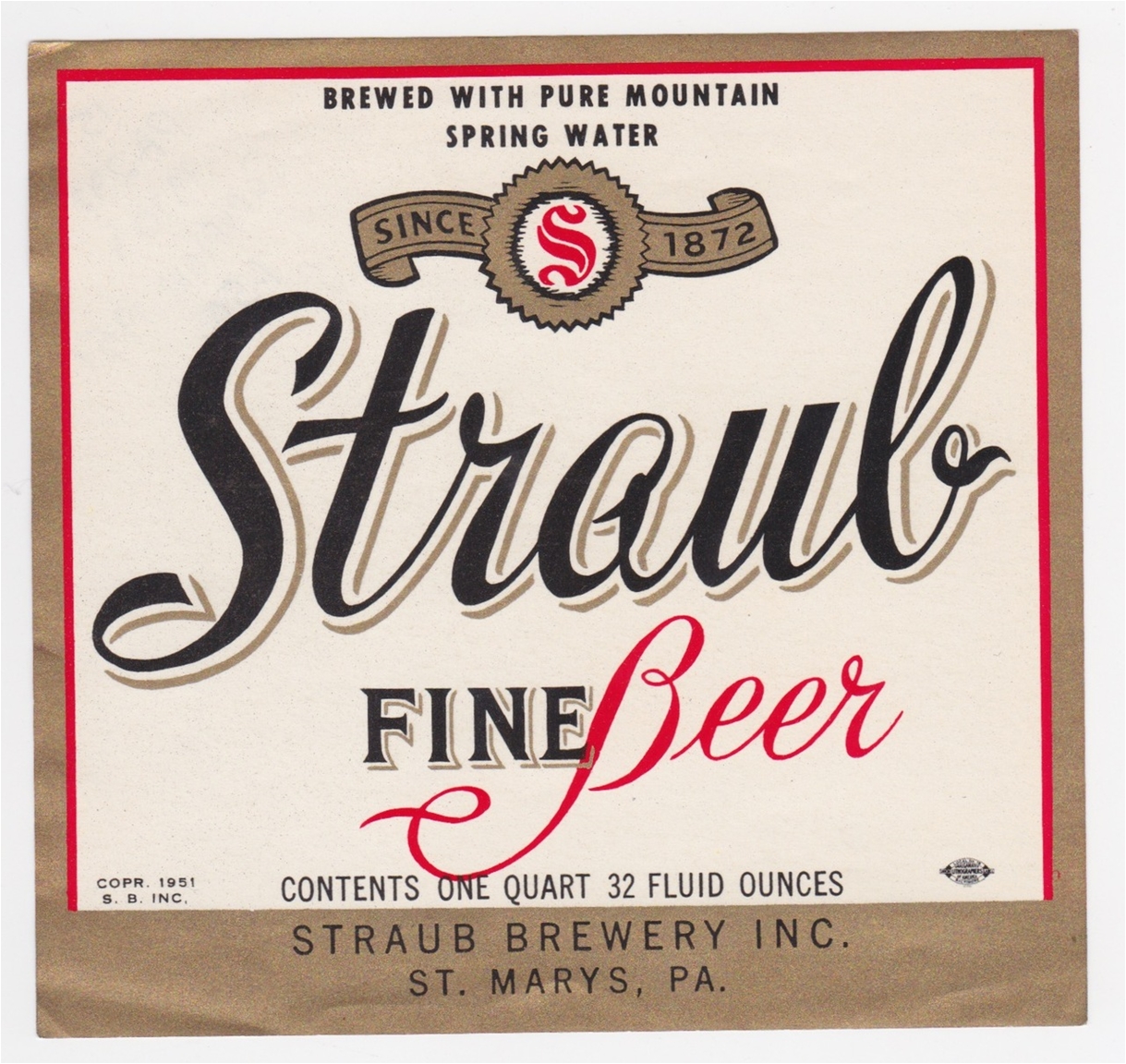 Straub Fine Beer Label