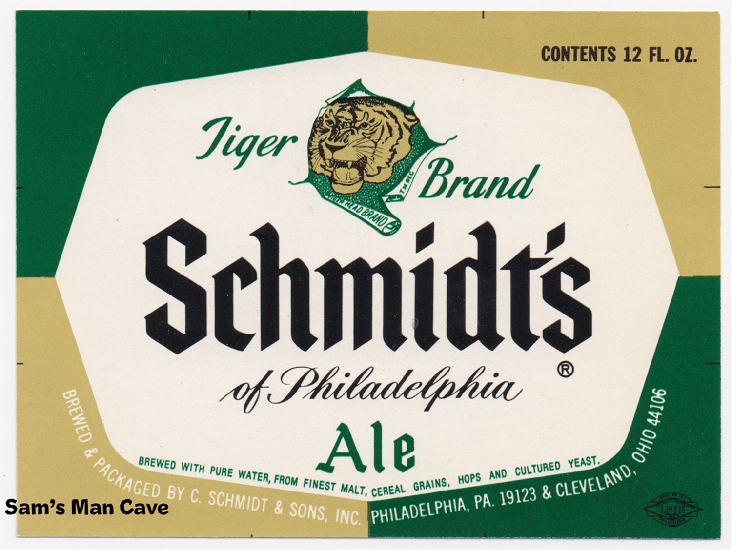 Schmidt's of Philadelphia Tiger Brand Ale Beer Label