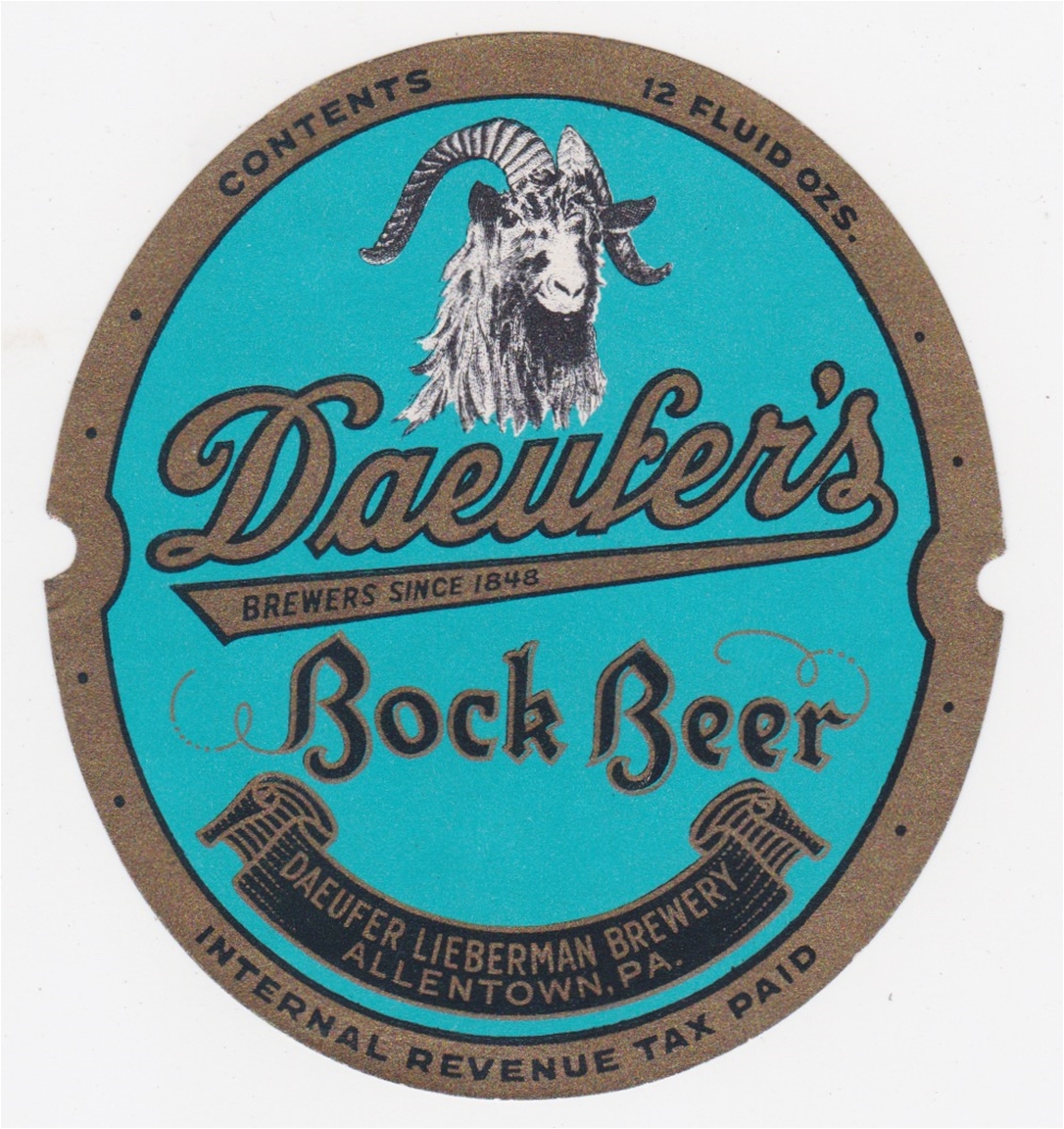Daeufers Bock Beer 12 oz IRTP Beer Label
