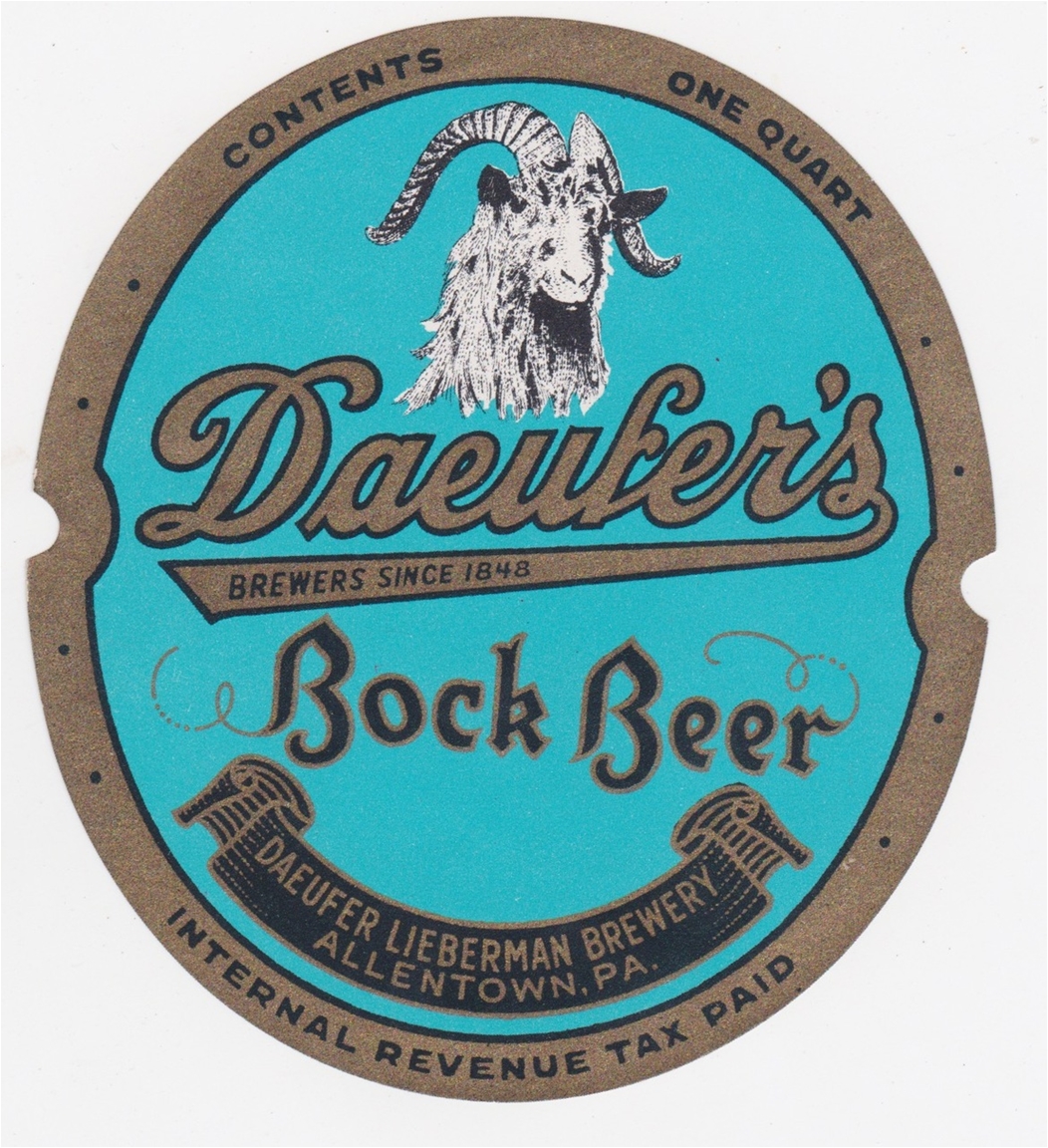 Daeufers Bock One Quart IRTP Beer Label