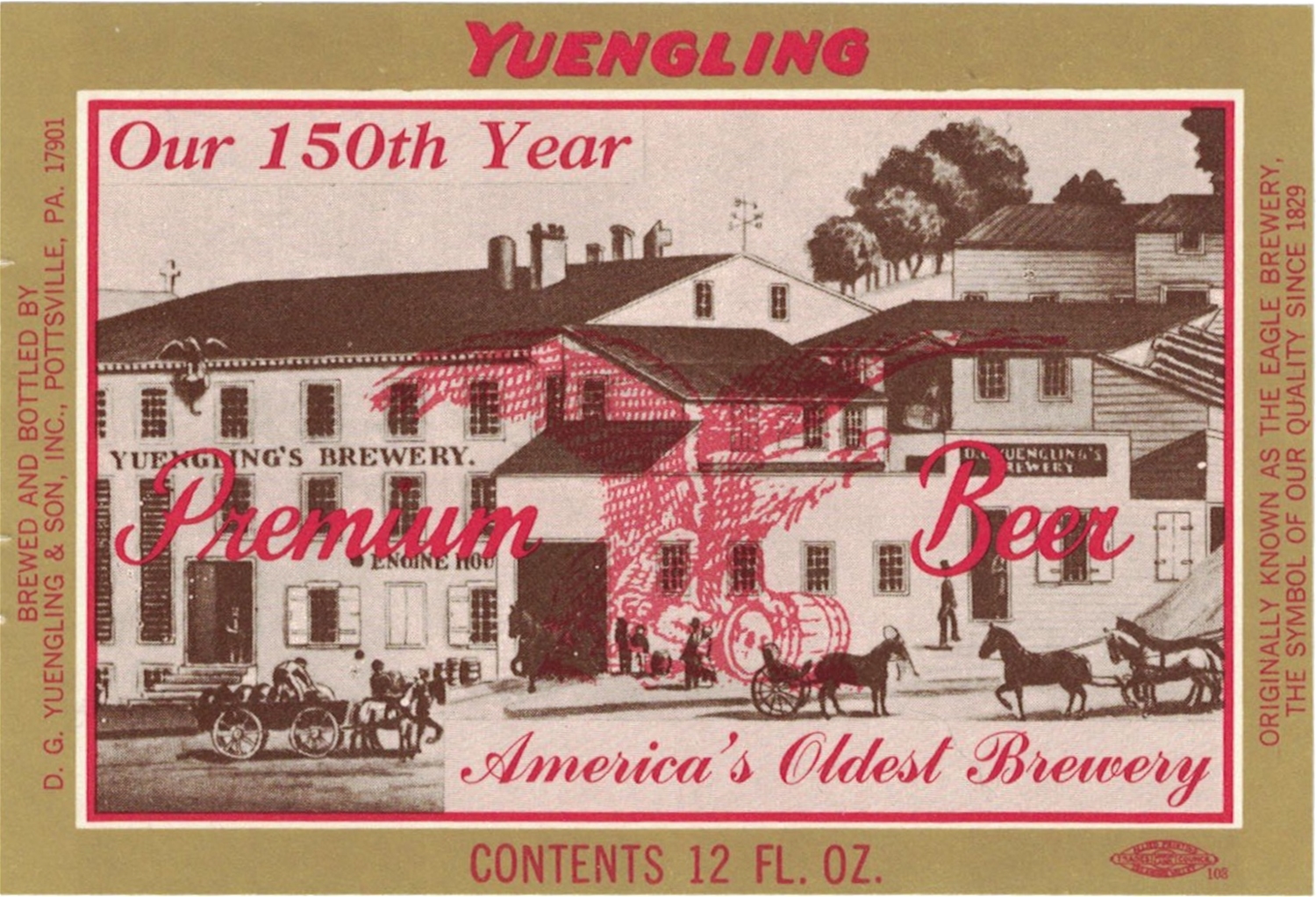 Yuengling Premium Beer 150th Anniversary 12 oz Label