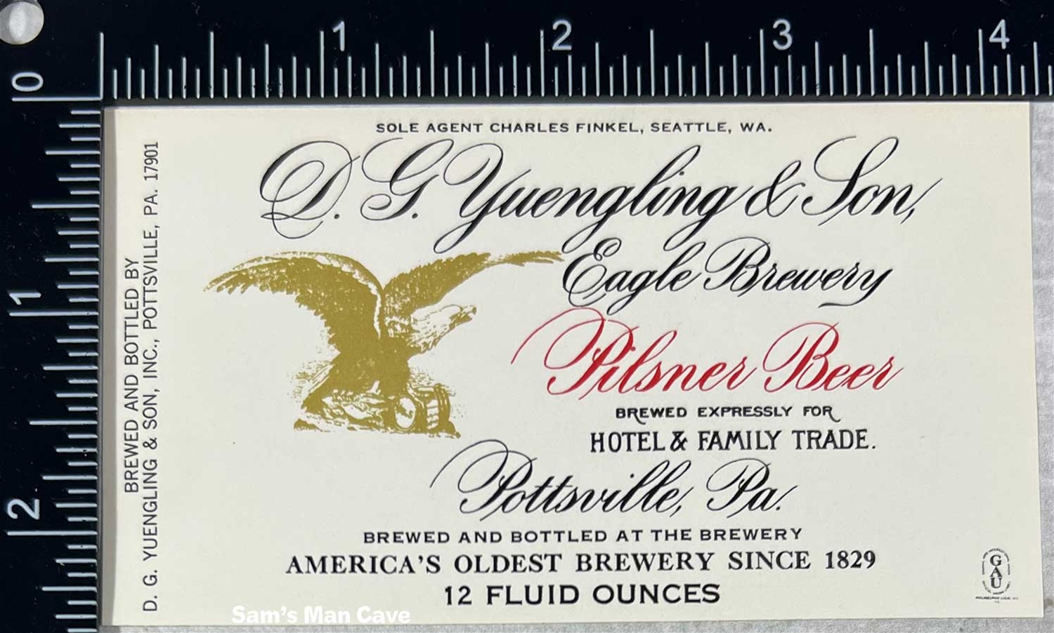 D. G. Yuengling & Son Eagle Brewery Pilsner Beer Label