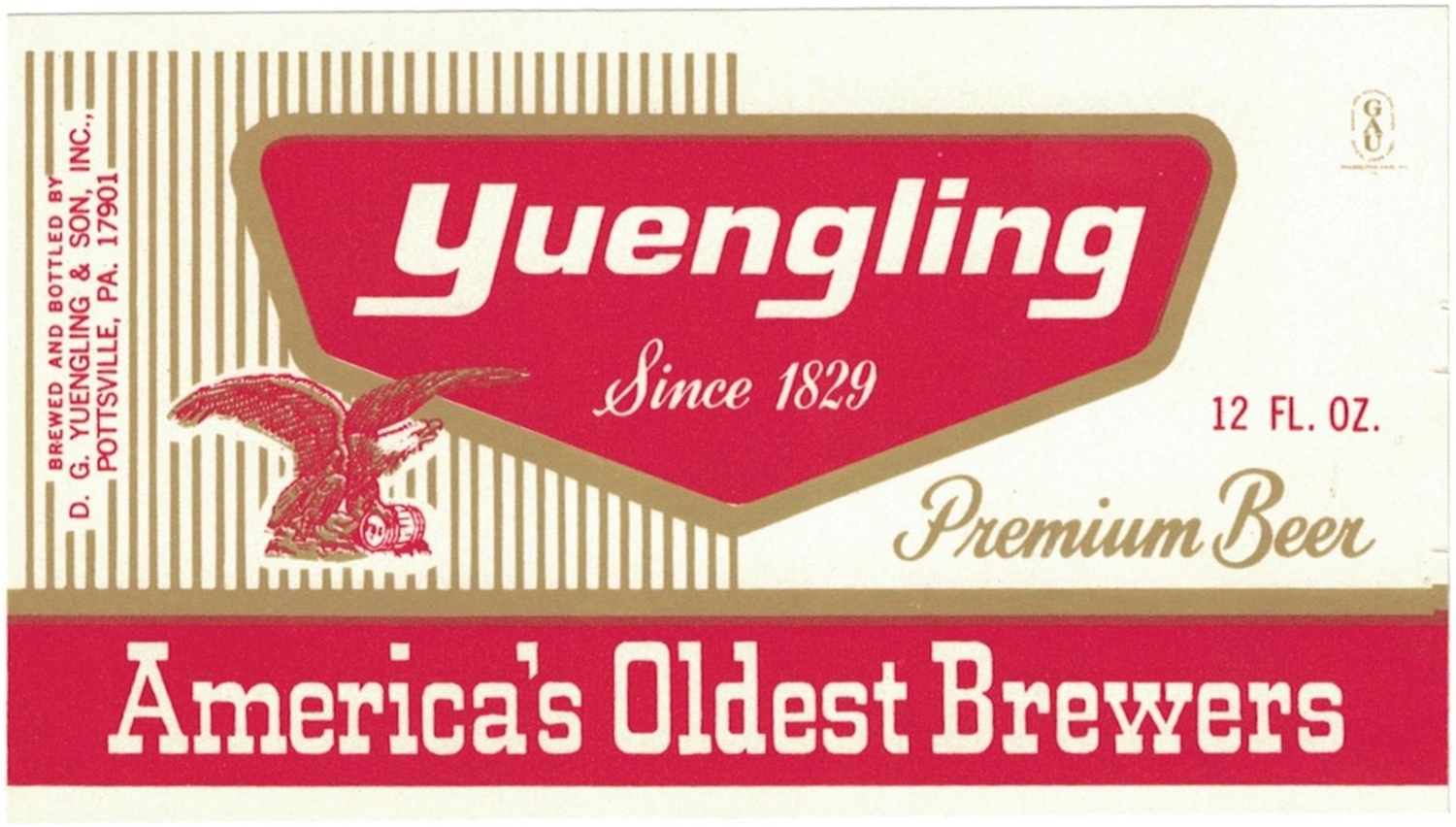 Yuengling Premium Beer America's Oldest Brewer 12 oz Label