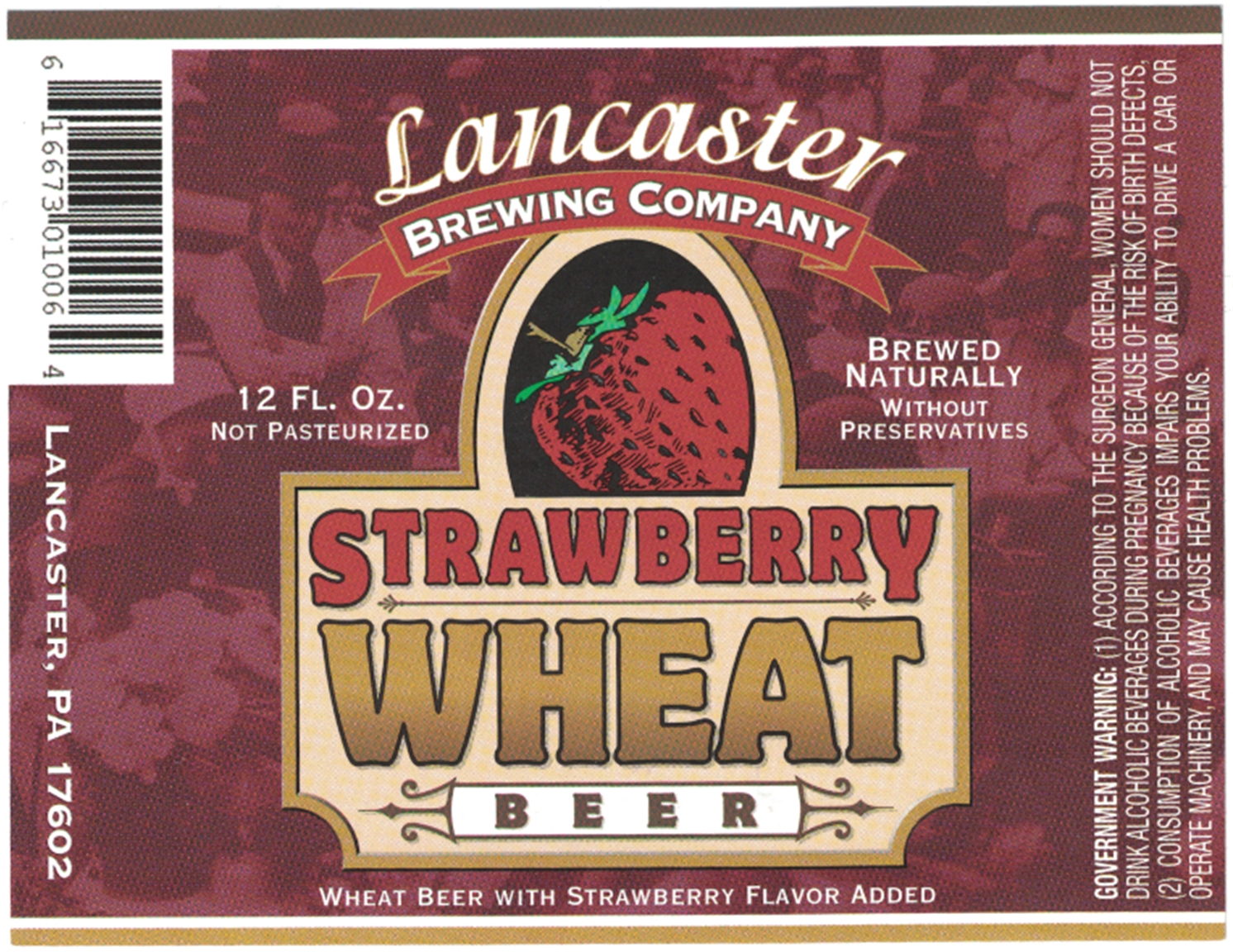 Lancaster Brewing Strawberry Wheat Beer Label
