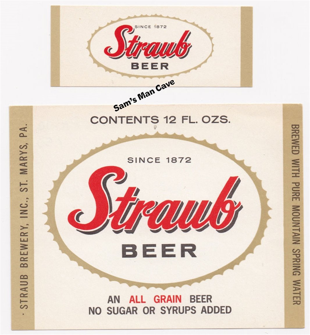 Straub Beer Label with neck