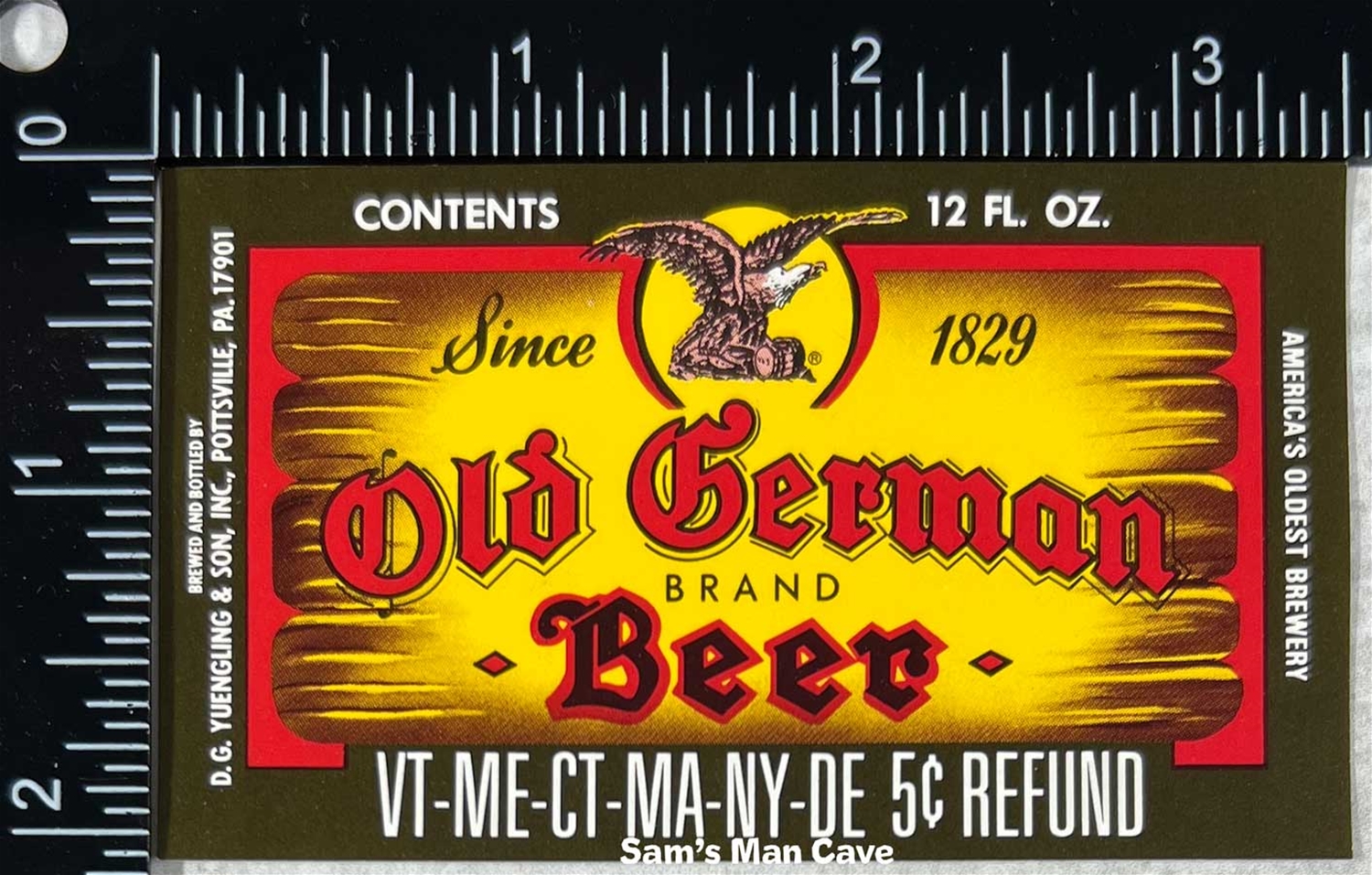 Old German Beer VT ME CT NY DE Refund Beer Label 