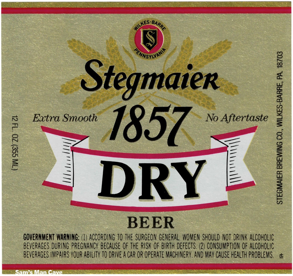 Stegmaier 1857 Dry Beer Label