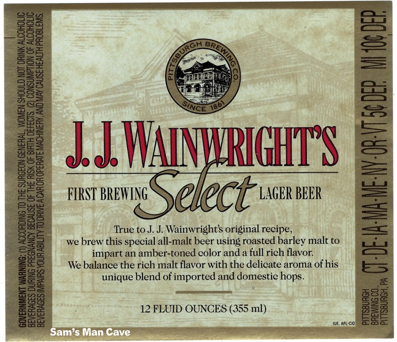 J.J. Wainwright's Select Beer Label