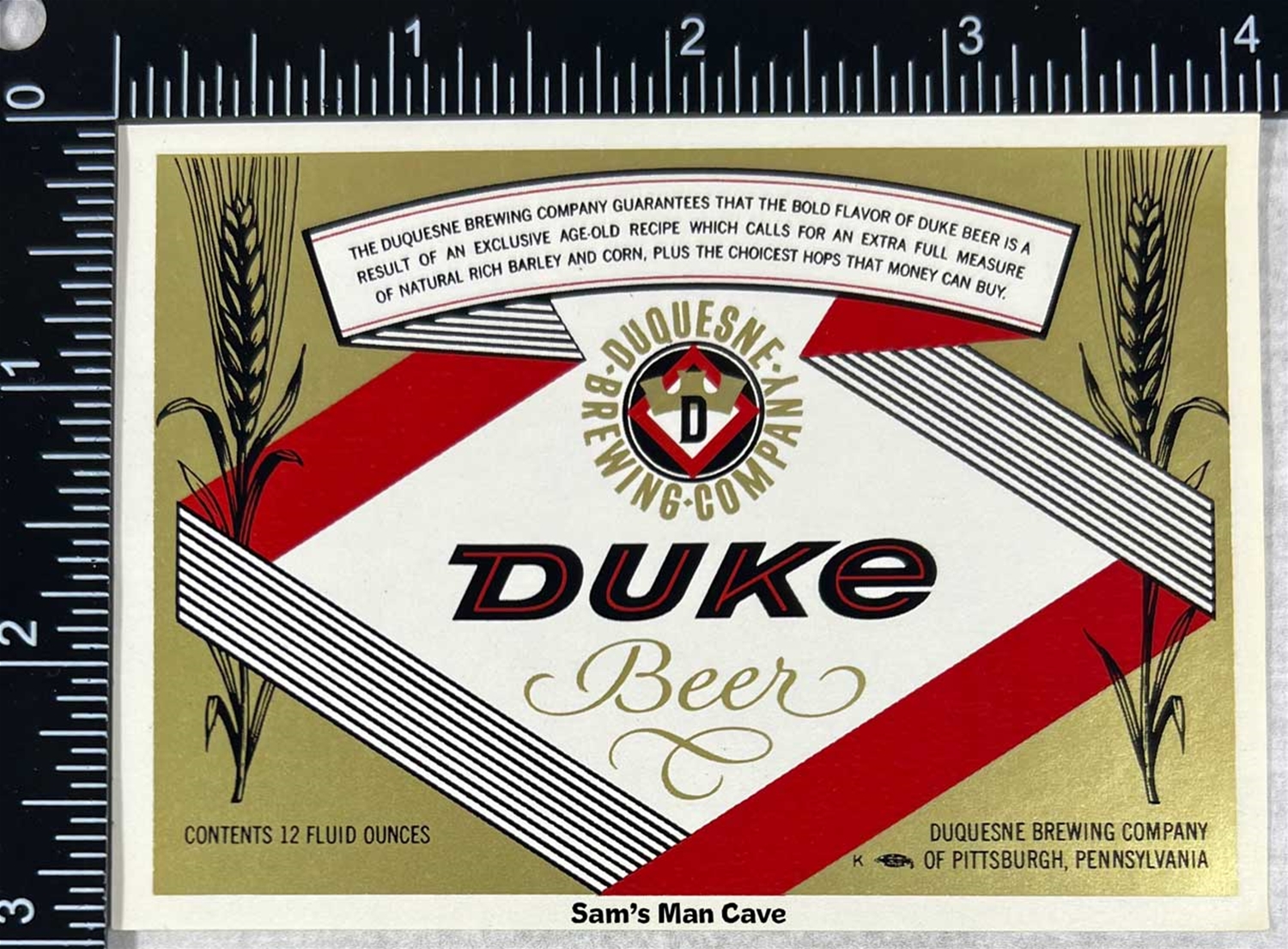 Duke 12 oz Beer Label