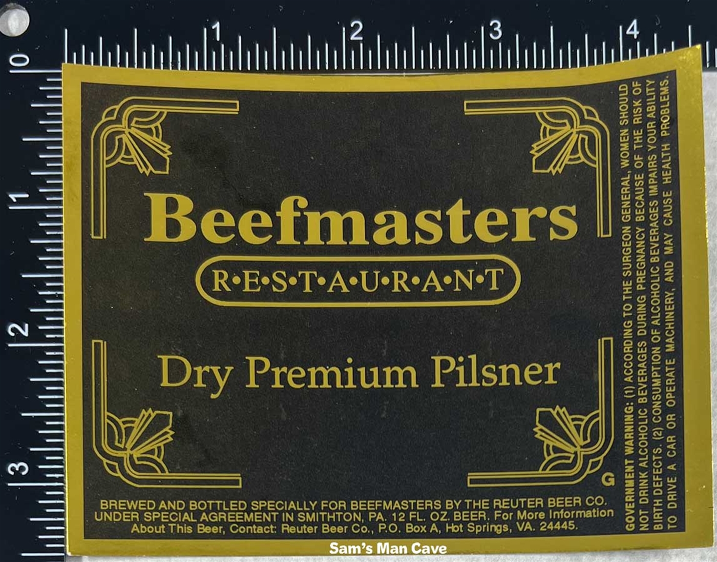 Beefmasters Restaurant Dry Premium Pilsner Label