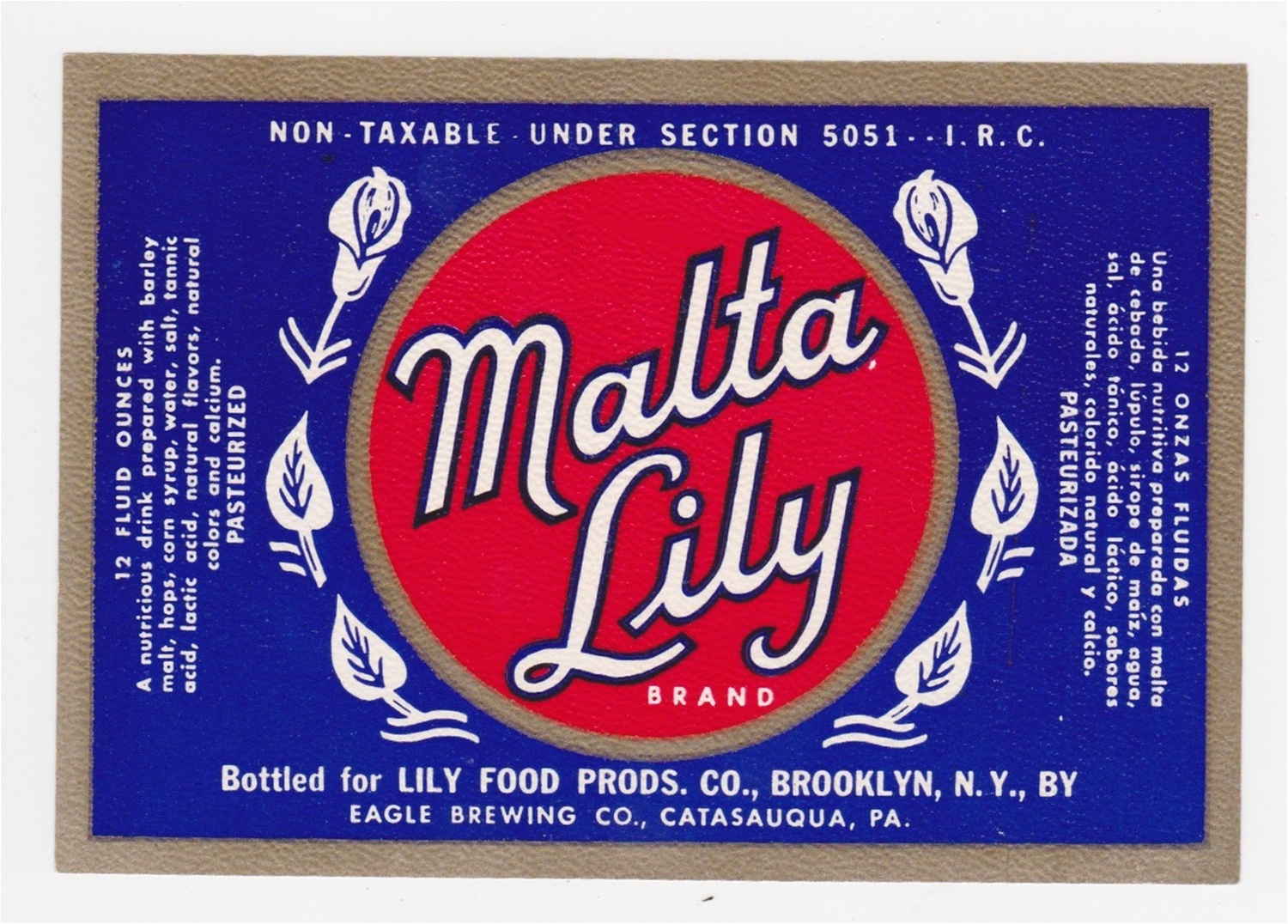 Malta Lily Brand Beer Label