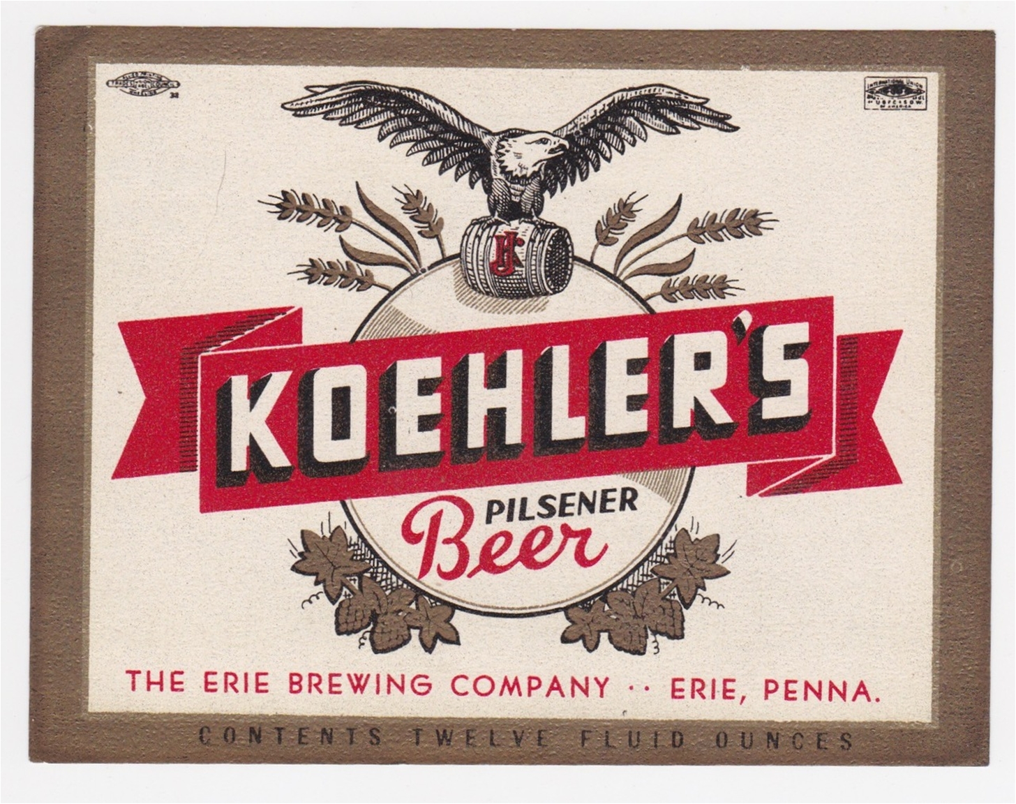 Koehler's Pilsener Beer Label