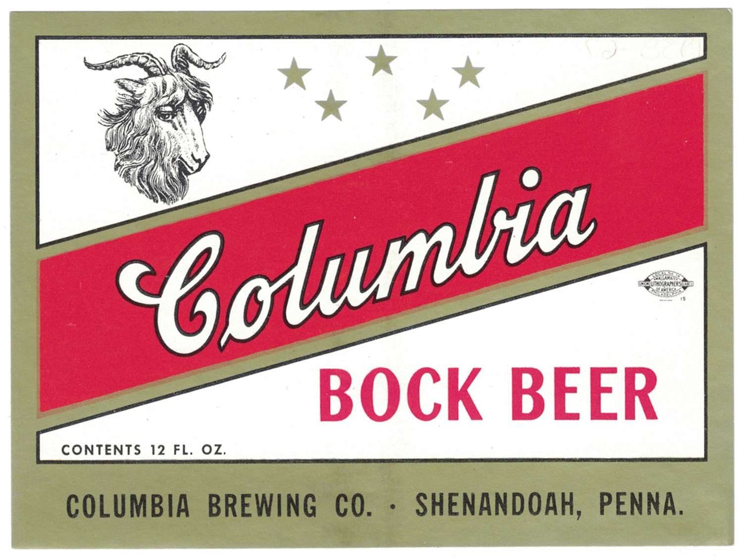 Columbia Bock Beer Label