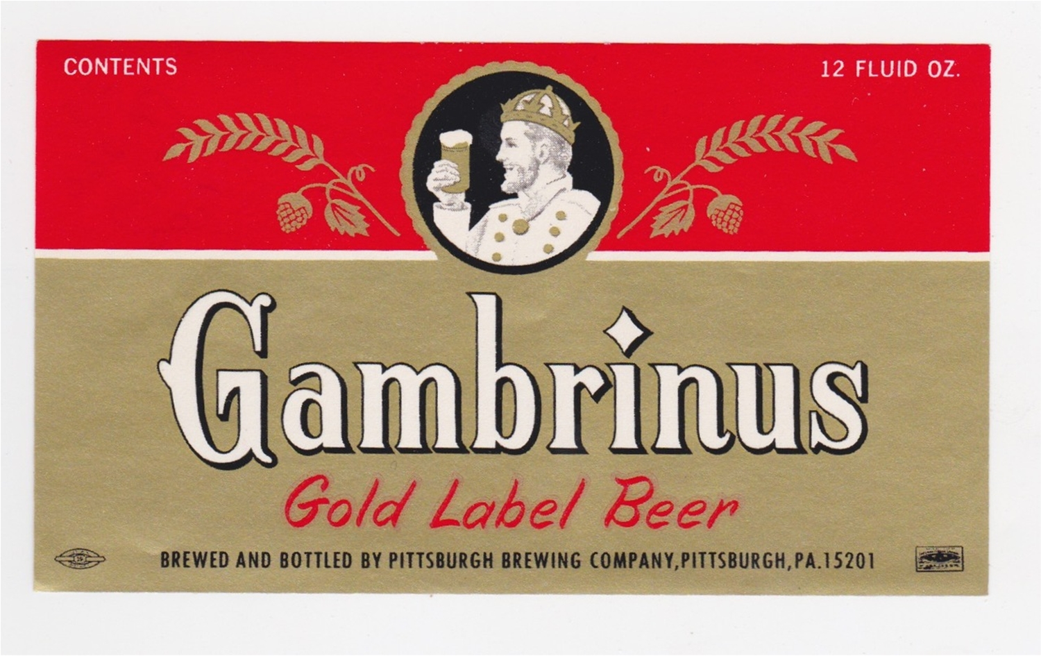 Gambrinus Gold Label Beer Label