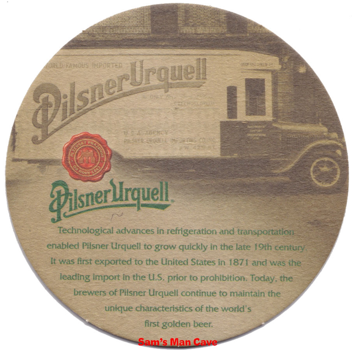 Pilsner Urquell Refrigeration and Transportation Beer Coaster