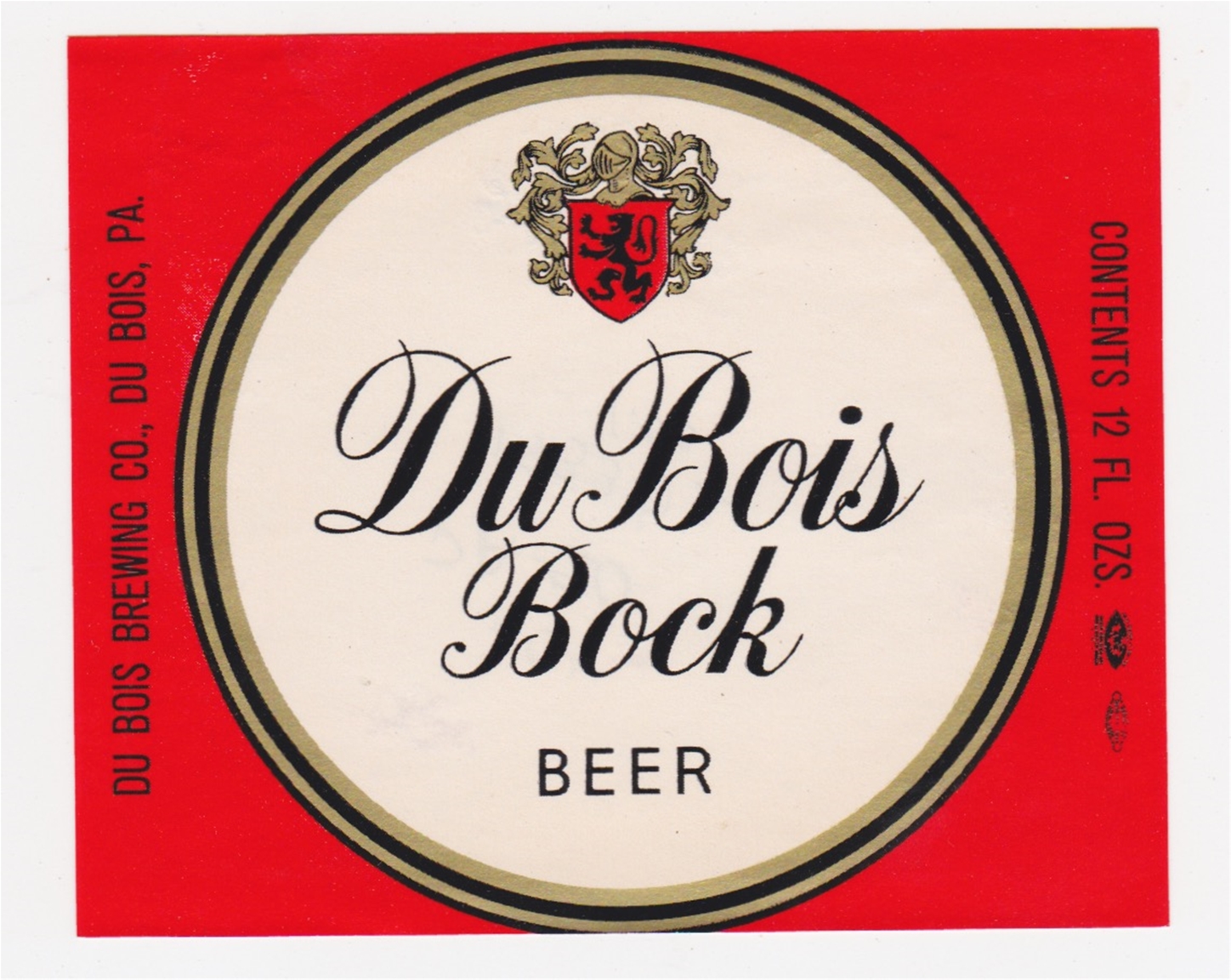 Du Bois Bock Beer 12 oz Beer Label
