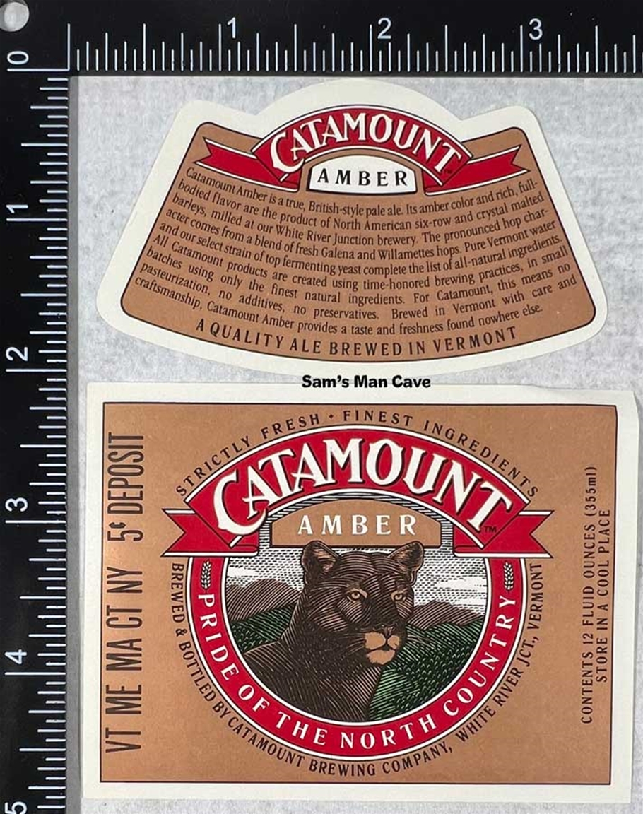 Catamount Amber with neck label Beer Label