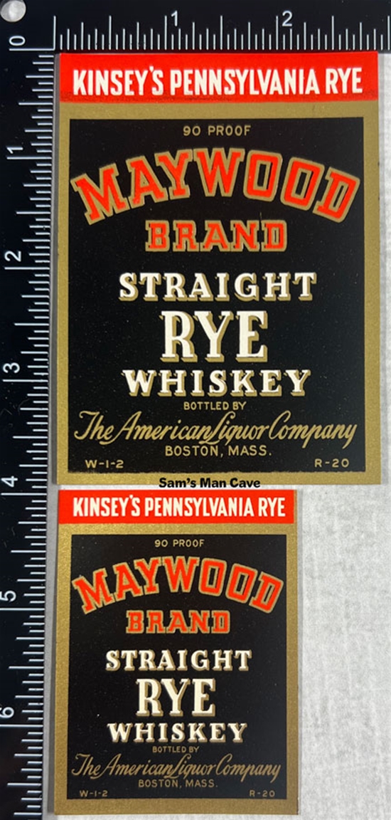 Maywood Brand Straight Rye Whiskey Label Set