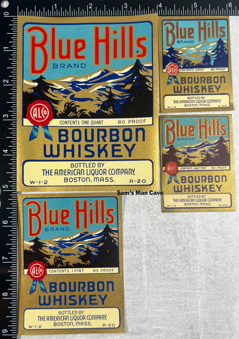 Blue Hills Bourbon Whiskey Label Set