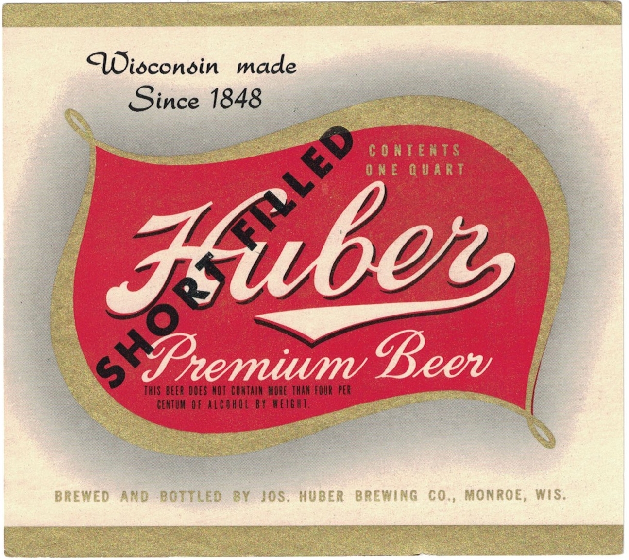 Huber Premium Beer Short Filled Label