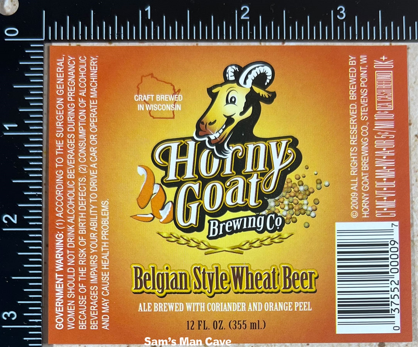 Horny Goat Belgian Style Wheat Beer Label