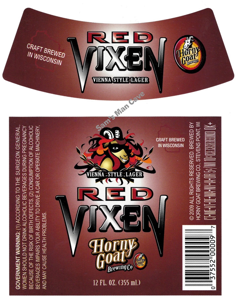 Horny Goat Red Vixen Beer Label with neck