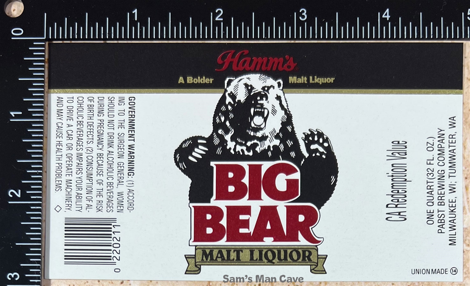 Hamm's Big Bear Malt Liquor Label