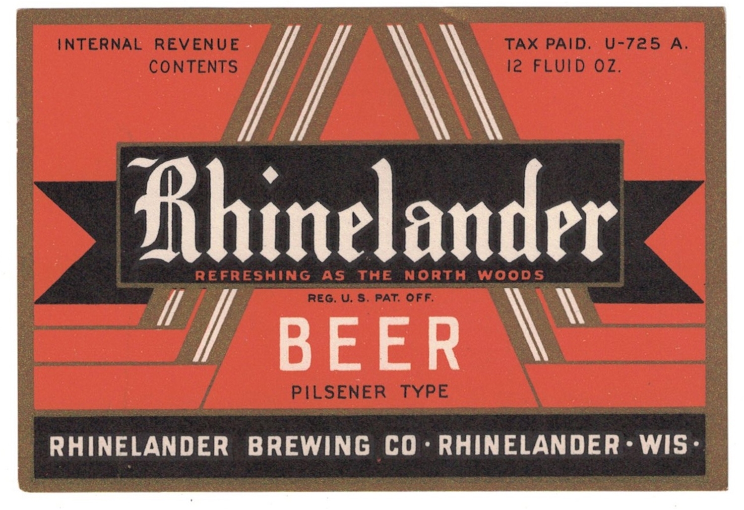 Rhinelander Beer IRTP Beer Label
