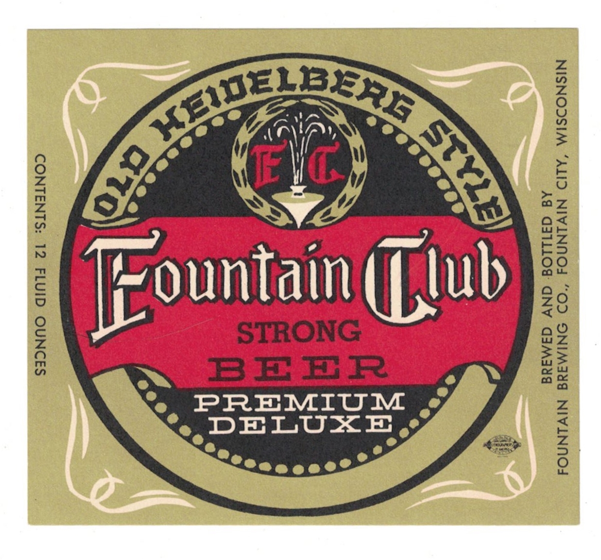 Old Heidelberg Style Fountain Club Strong Beer Label