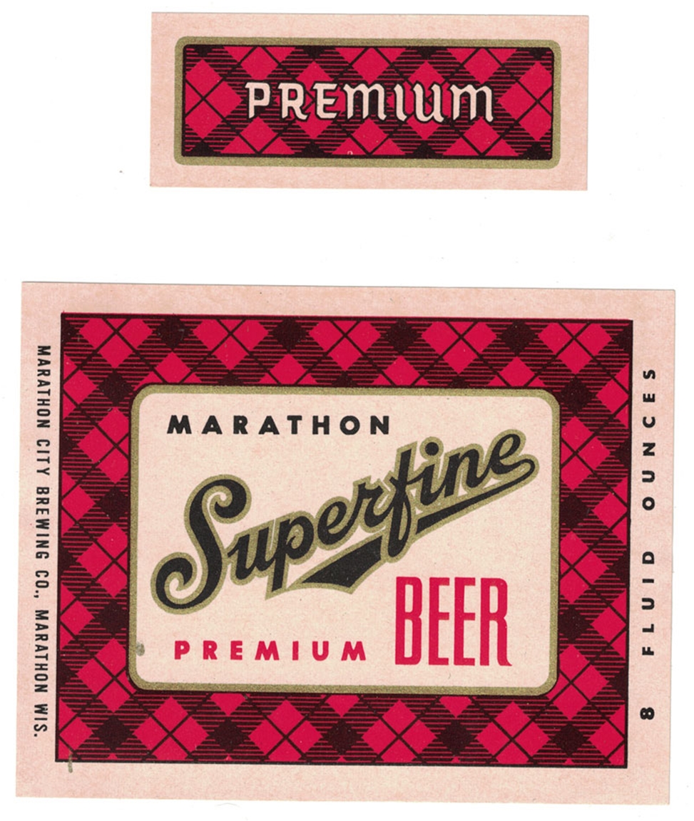 Marathon Superfine Premium Beer Label with neck label