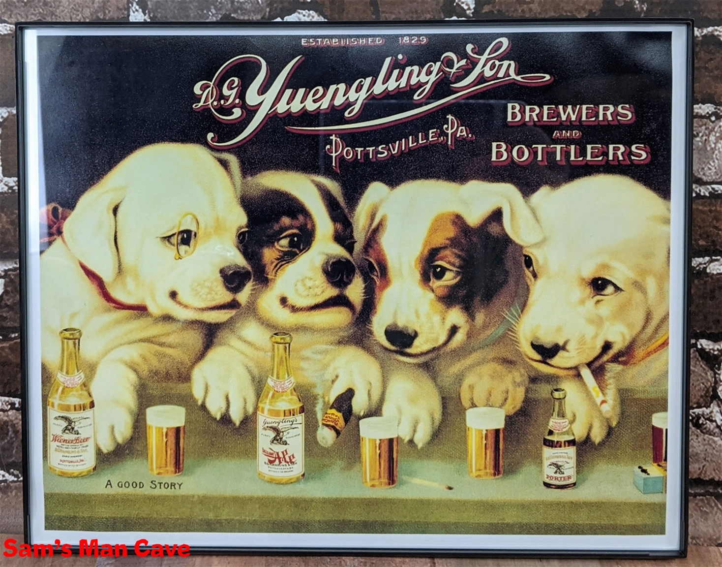 Yuengling Puppies Framed Reproduction Print