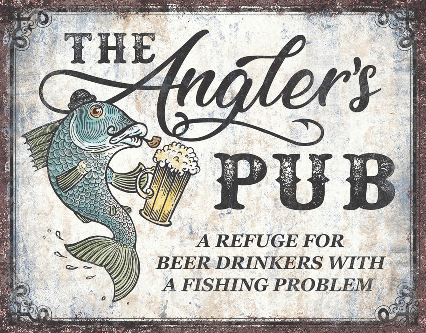 Angler's Pub Metal Sign