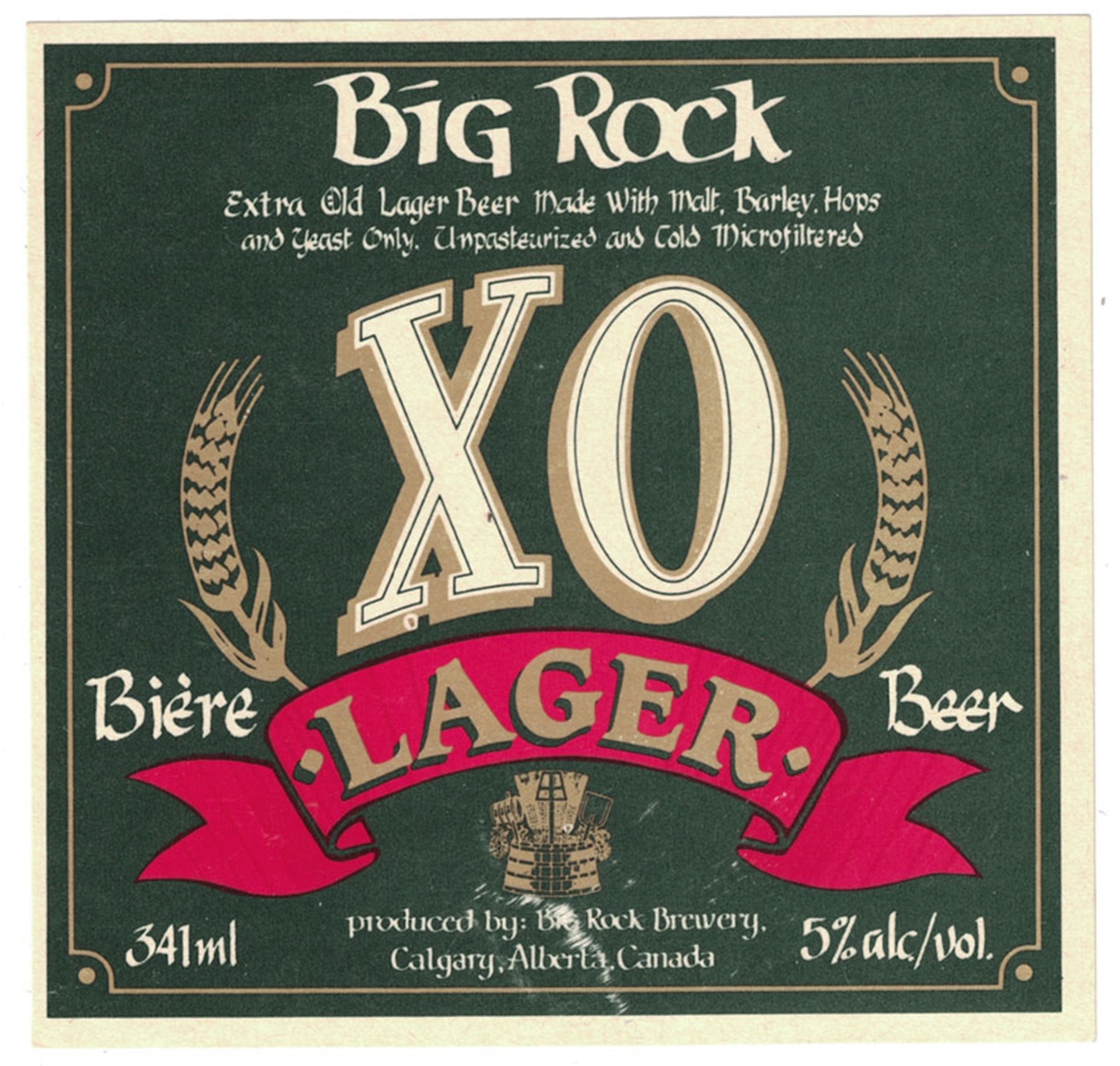 Big Rock XO Lager Biere Beer Label