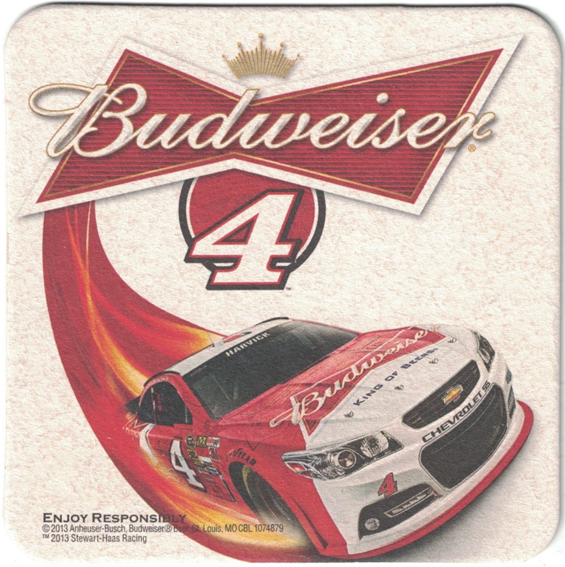Budweiser NASCAR 4 Beer Coaster
