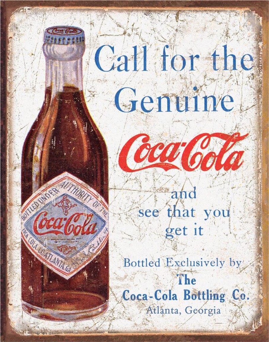 Coca-Cola Call for the Genuine Metal Sign