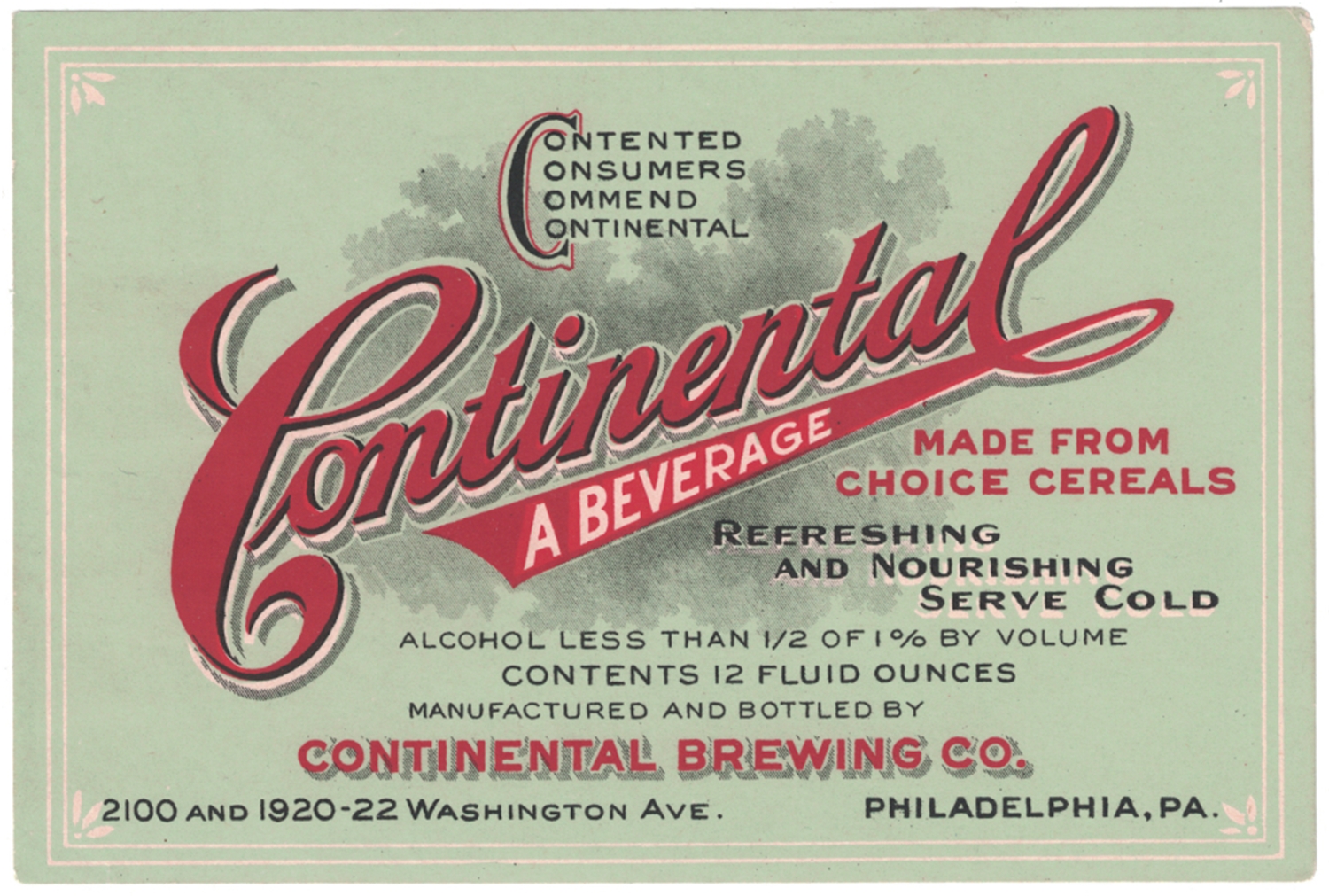 Continental Beverage Beer Label