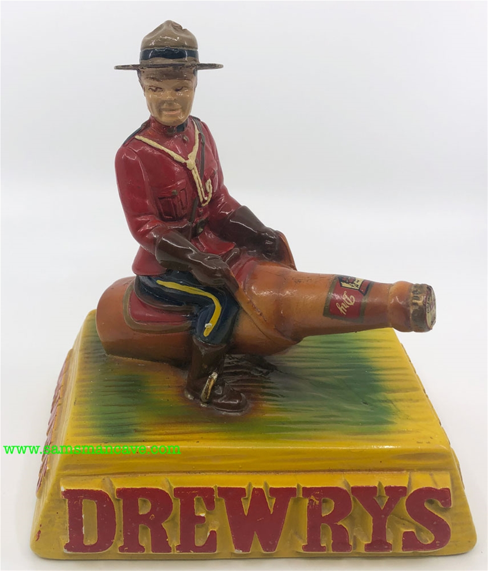 Drewrys Mountie on Bottle Back Bar Statue