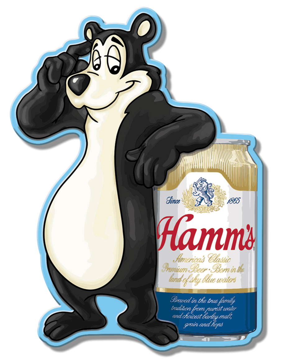 Hamm's Bear Beer Can Die-cut Metal Sign