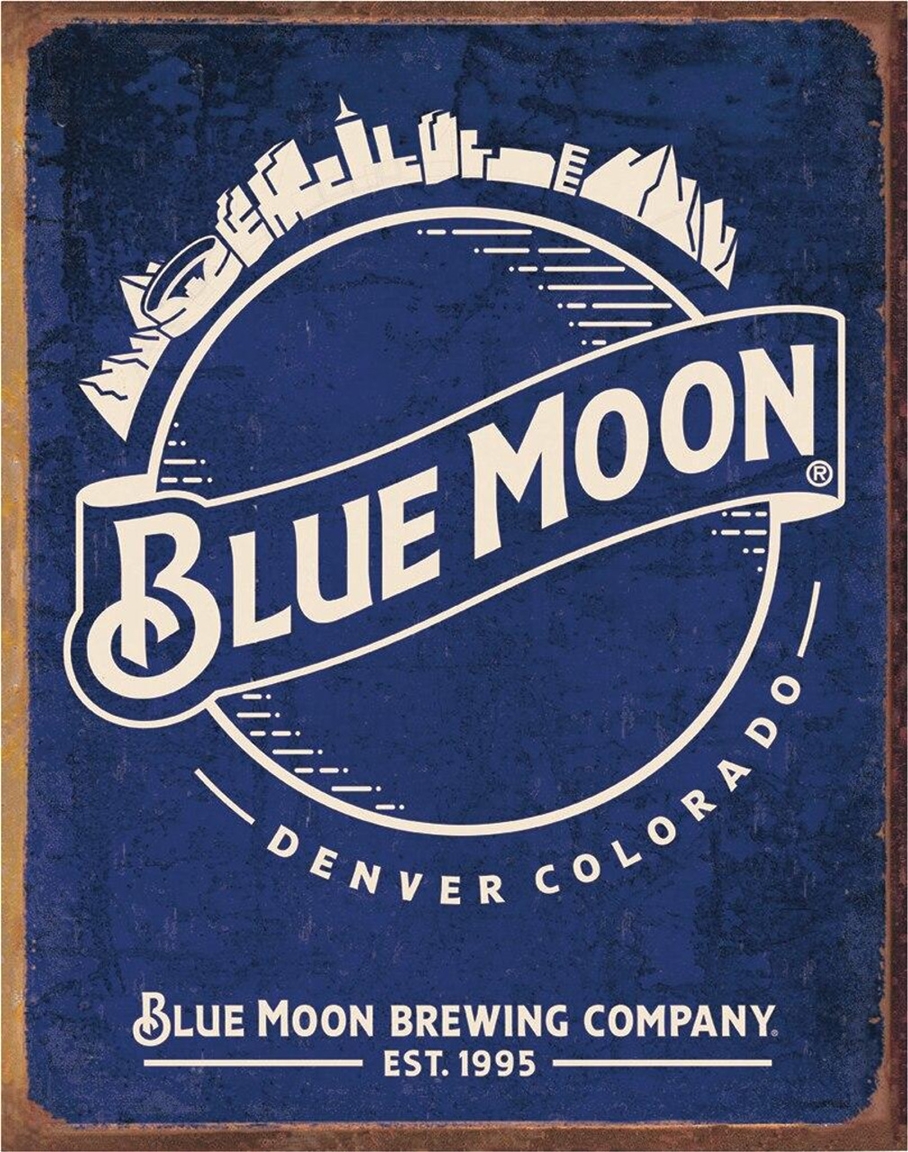 Blue Moon Skyline Logo Retro Metal Sign