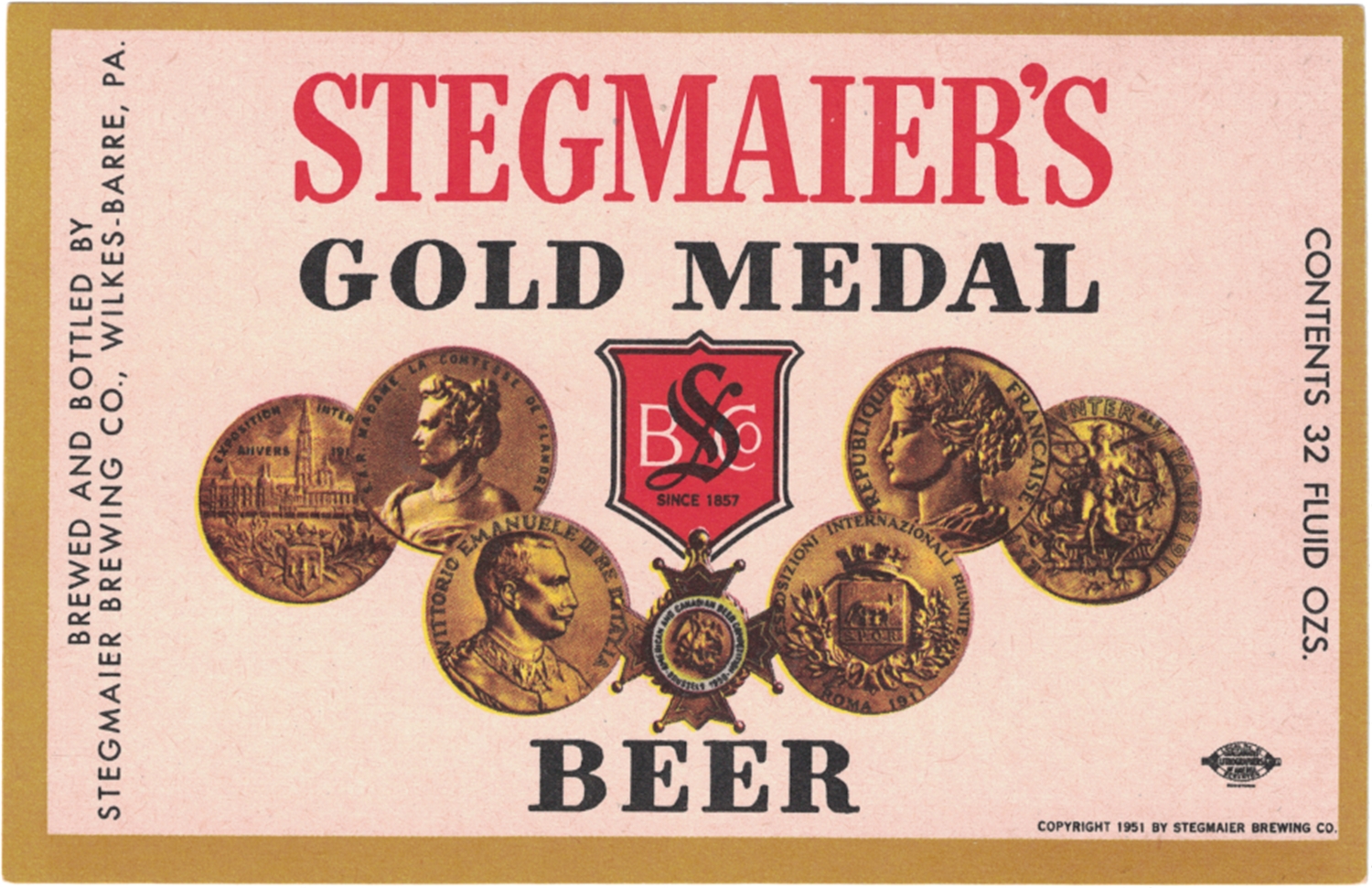 Stegmaier's Gold Medal Beer Label