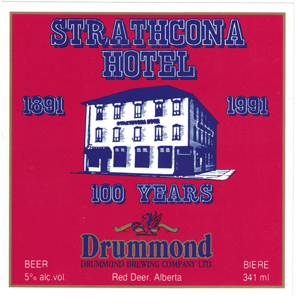 Strathcona Hotel 100 Years Beer Biere Label